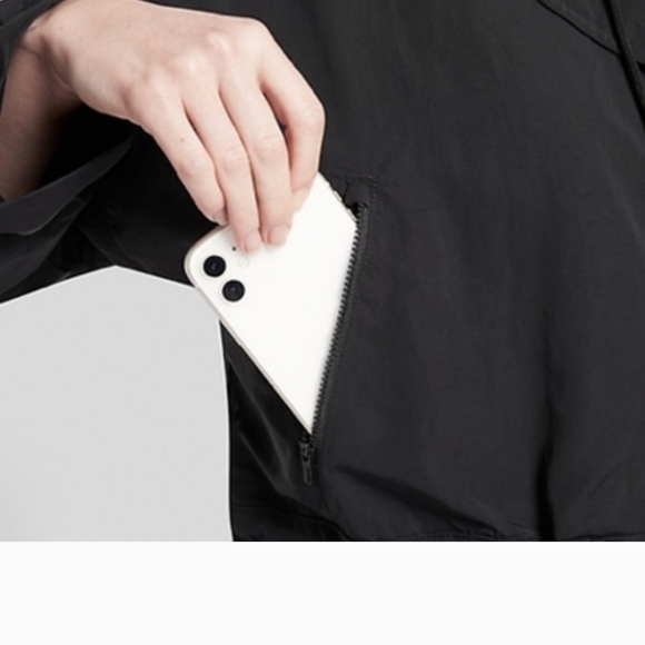 ATHLETA Black Acadia jacket small pockets adjustable ties weather resistant - Picture 3 of 7